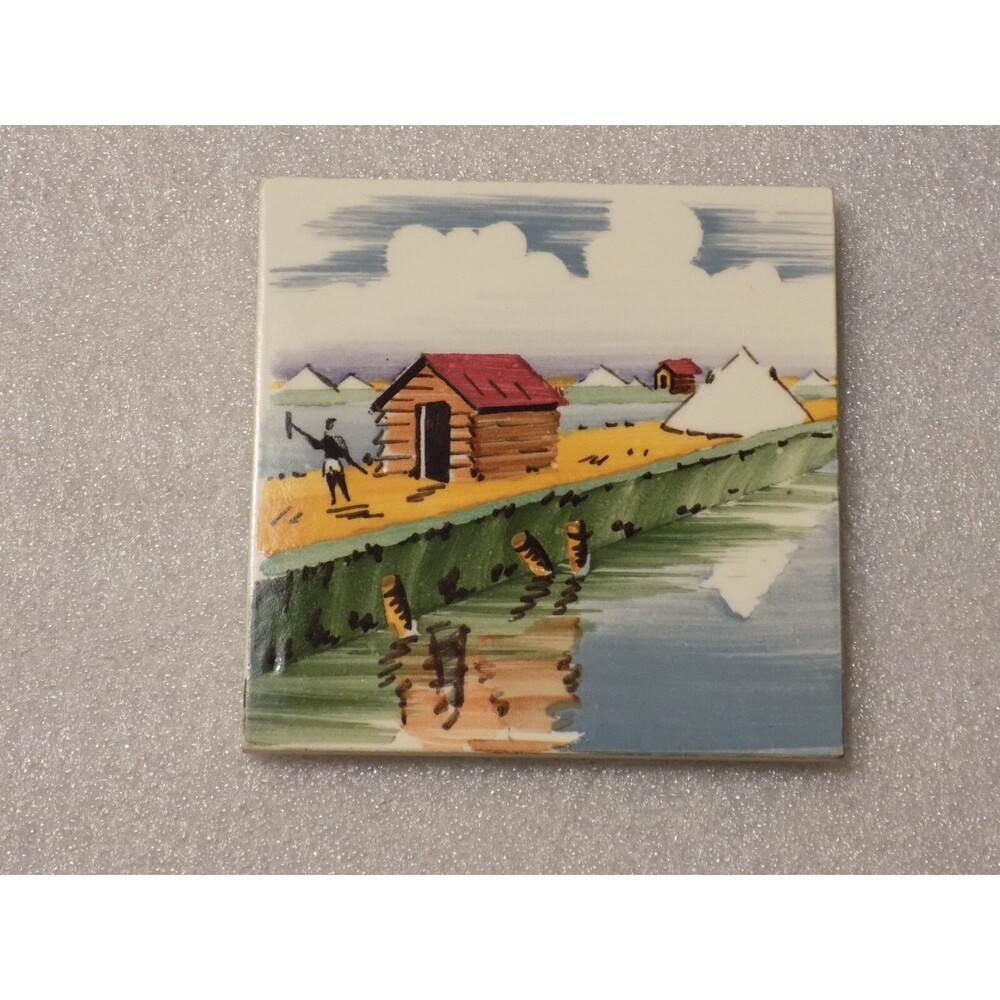 Aleluia Aveiro Portugal Tile Painted Ceramic Porcelain Indian Village